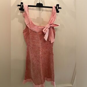 Cute red and white checkered fabric size 6 midi dress